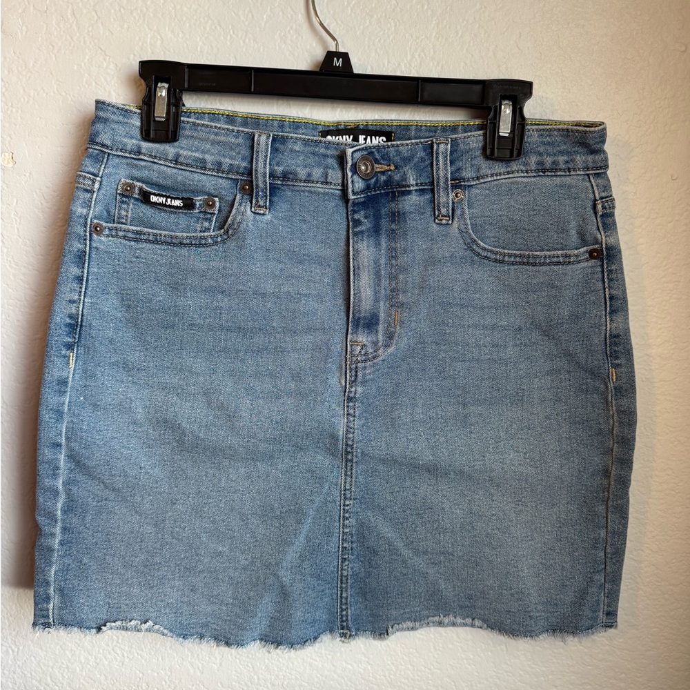 DKNY Light Blue Denim Pencil Skirt